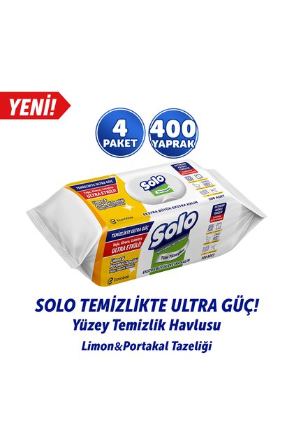 Temizlikte Ultra Güç Limon&Portakal Tazeliği Yüzey Temizlik Havlusu 4'Lü 400 Yaprak