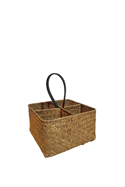 Bahem Dekorativni Bambus pleteni organizator za kupatilo / dra za pribor za  jelo / dekorativni predmet 4 odjeljka 20x20x11 cm - Trendyol