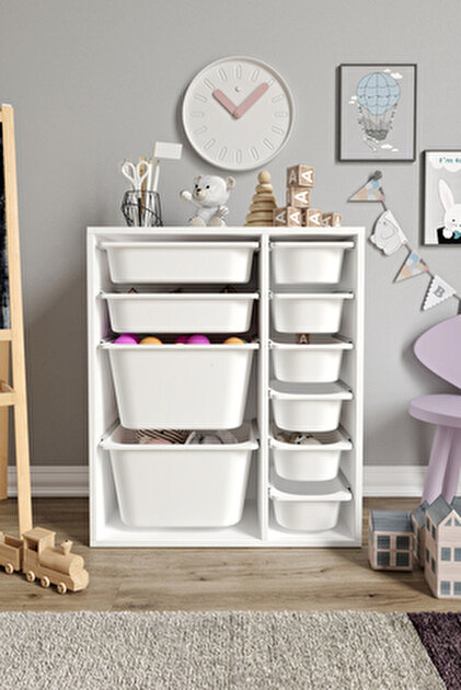 Baby Darling %100 MDF - XL Duo 16 Sepetli Oyuncak Dolabı - Fiyatı