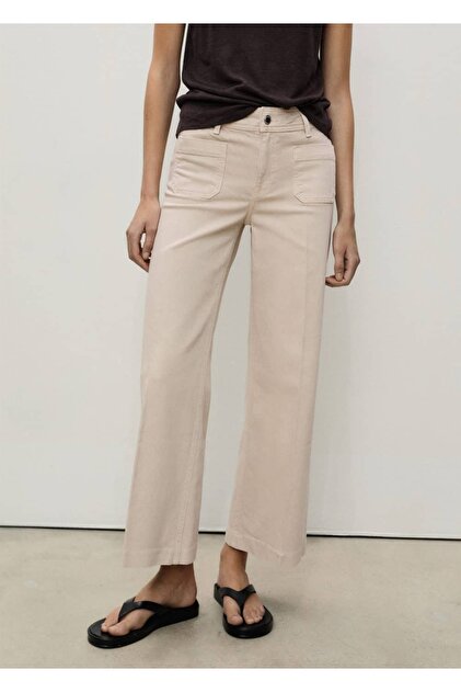 Düğmeli wideleg jean