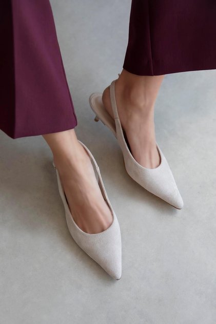 Cuesta Women's Heeled Suede Shoes Beige