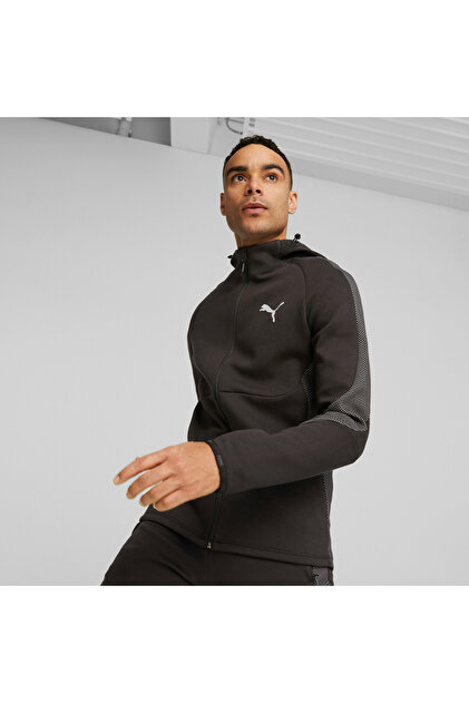 Mens Evostripe Full-zip Hoodie Sweat Jacket - Black