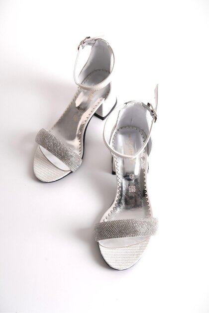 Mother of Pearl Stoned Single Strap Evening Dress Girl's Heeled Shoes