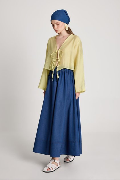 Women's Oil Green Modal Fabric Front Tie Blouse 29163