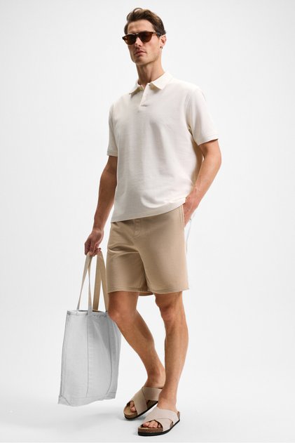 KEPA Erkek Beli Lastikli Cepli Relaxed Fit Bej Şort