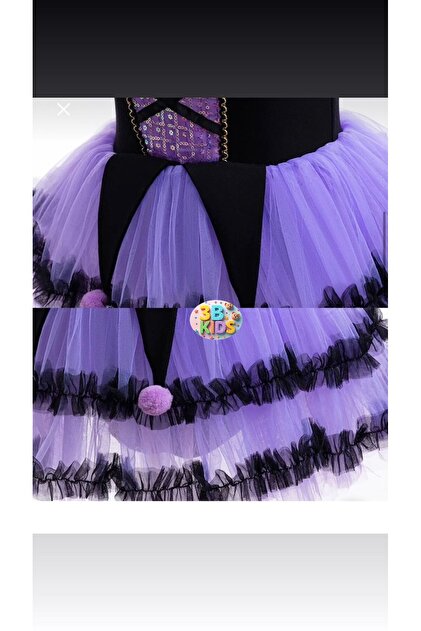 3b kids kuromi elbise kostüm kuromi bubble saç kuromi tül eldiven