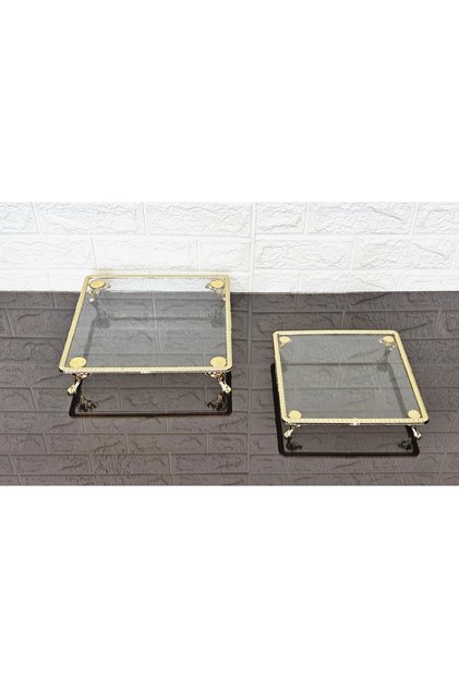 2-Piece Square Serving Plate-Presentation Tray-Presentation Tray-Presentation Tray-Gold Frame and 4 Legs 22+27cm