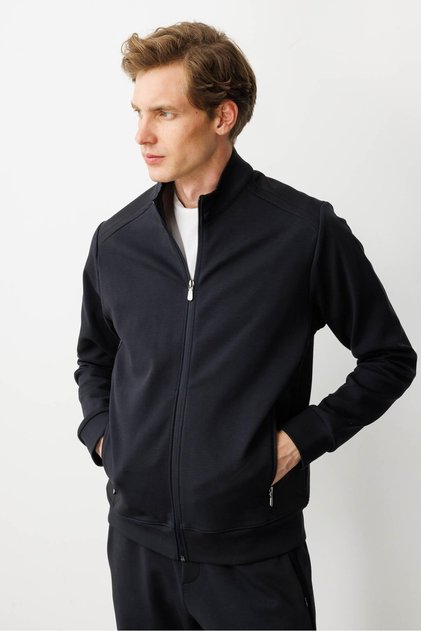 Men's Judge Collar Tracksuit Top Dark Blue