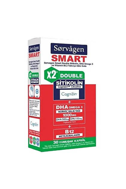 Sorvagen Smart Double Sitikolin Dha Omega 3 and B12 30 Capsules
