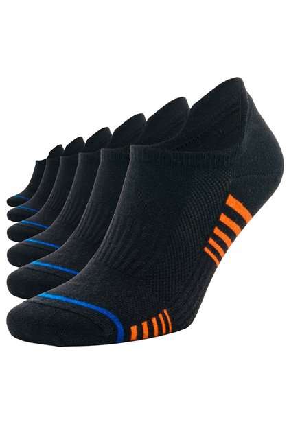 6 Pairs Striped Sneaker Black Women's Men's Cotton Sports Socks