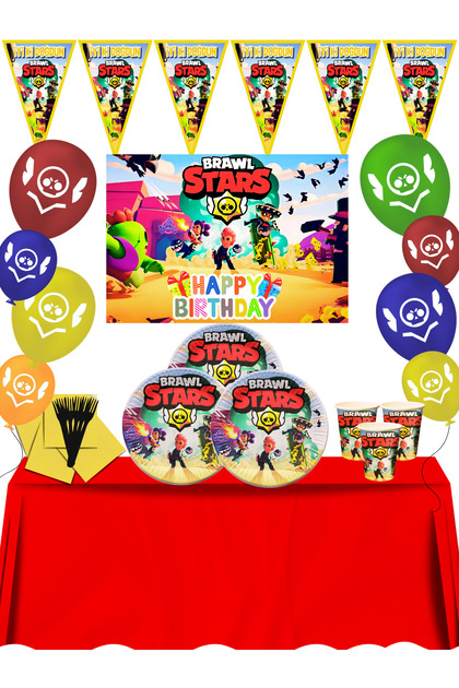 Brawl Stars Afişli 16 Kişilik Doğum Günü Parti Malzemeleri Süsleri Seti