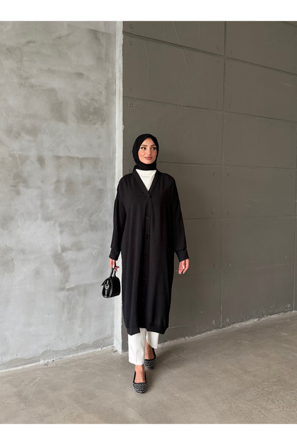 Düğmeli Standart Beden Oversize Kap/Giy-Çık Tunik