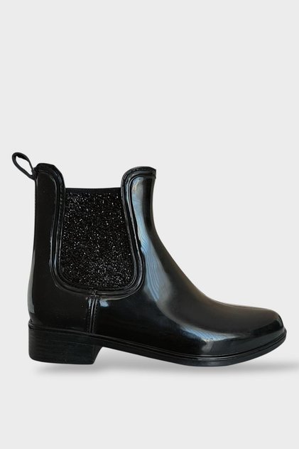 Belted Buckle Women's Rain Boots Black - Black