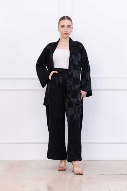 Black Summer Kimono with Belt