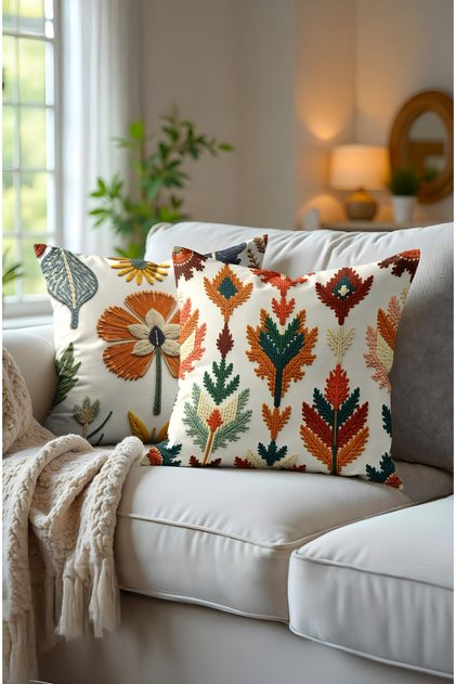 Digital Printed Punch Woven Patterned Throw Pillow Cover. Double Sided Hidden Zipper 2-Piece Throw Pillow Cover