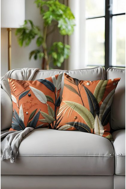 woven embroidery patterned digital print cushion cover. Double-sided hidden zipper 2-piece cushion cover