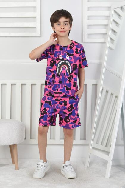 AXXAN bape ikili şort tişort takım alt üst dijital baskı erkek