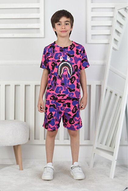 AXXAN bape ikili şort tişort takım alt üst dijital baskı erkek