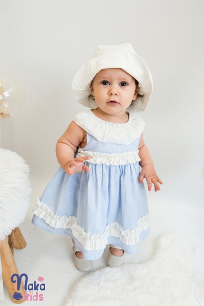 Blue Dream Scallop Detailed Baby Dress Set