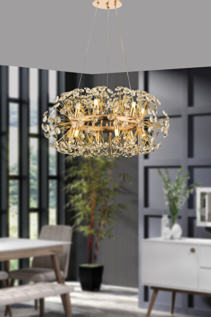 burenze Luxury Collection Modern Kristal Taşlı Sarkıt Avize 60 Cm