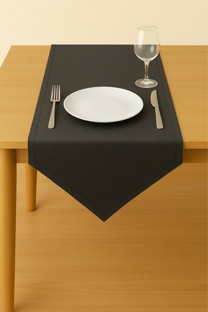 Luna Series Velvet Textured Triangle Runner - Anthracite