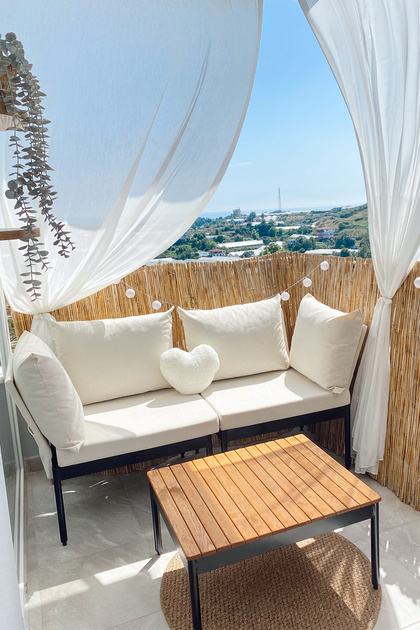 Mini Multilounge Bahçe Balkon Mobilyasi, Şezlong, Krem