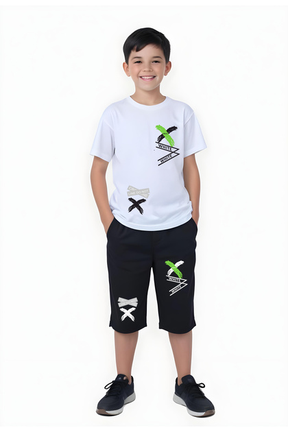 Text Printed Men's Capri Men's Bottom-Top Tracksuit Set