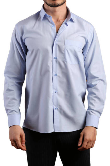 Blue Relaxed Cut Pocketed Long Sleeve Regular Fit Men's Shirt - 150-5