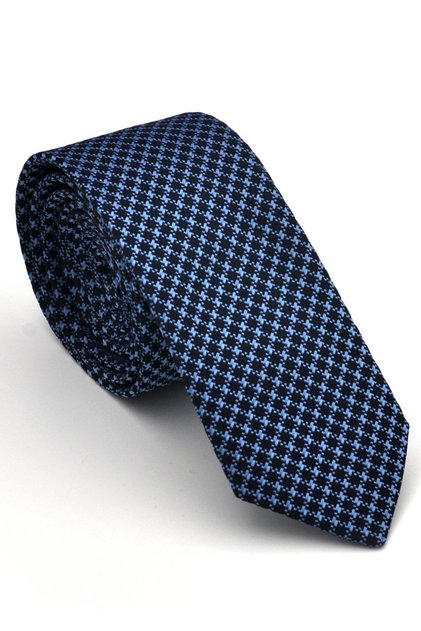Blue Goose Feet Patterned Navy Blue Woven Fabric Handkerchief Slim Fit Tie // SDK230904