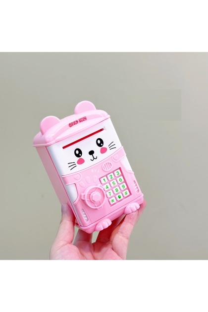 Livava Mini Oyuncak Ayıcık Kumbara, Tuşsuz ve Şifresiz, Pembe