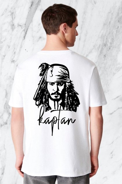 Muška majica Captain Sparrow Pirate Back Štampano bela standardna majica