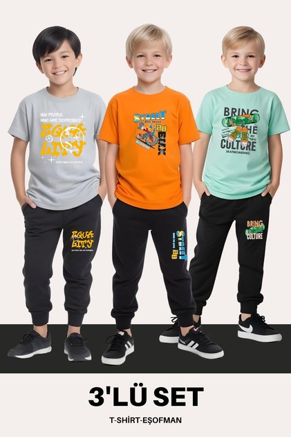 Boy's 3-Piece T-Shirt-Training Suits