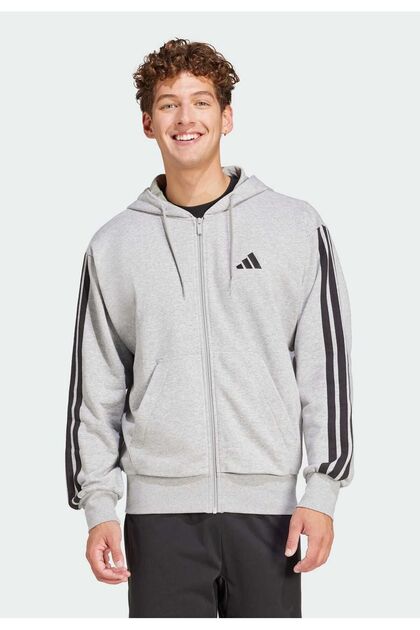 adidas Essentials 3-Stripes French Terry Full-Zip Kapüşonlu Üst