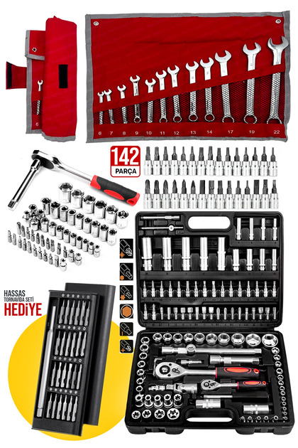 昌国No.0031 ９点セット PROXTECH Premium 142 Parça 1/2 1/4 Cırcırlı Lokma Anahtar Takımı