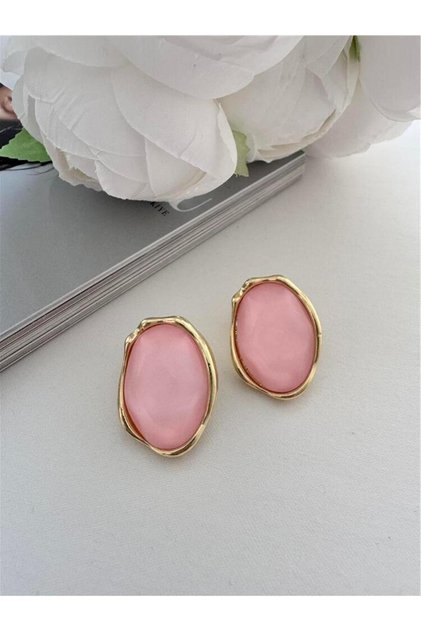 Pink Jewelled Oval Earrings