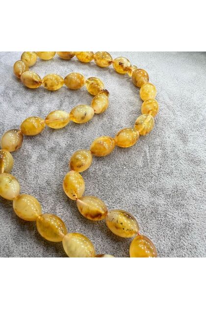 Natural Stone Drop Amber Rosary 30 cm