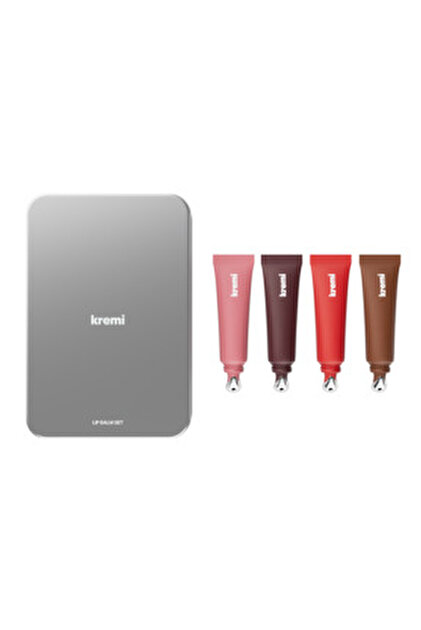 Kremi Lip Balm Set Metal Kutu Hediyeli I Kırmızı I Kahve I Nude I