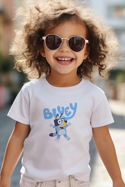 Bluey Pattern Printed Children's Black and White Tshirt