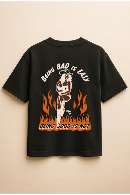 Black Color Oversize Printed Unisex T-Shirt T-Shirt