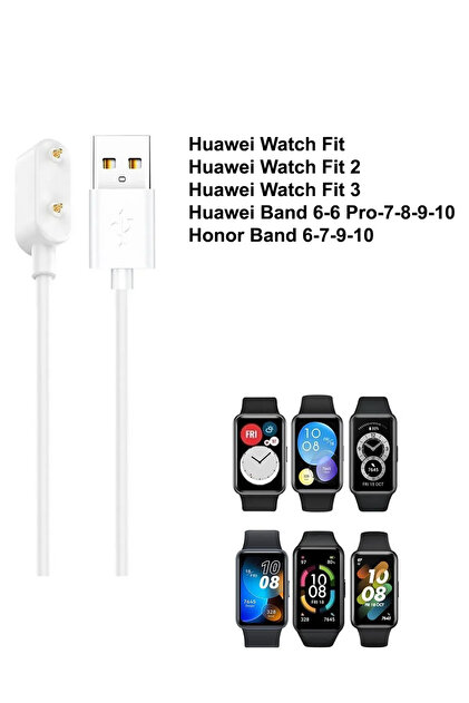 Huawei Watch Fit/fit 2/fit 3 - Huawei Band 6/6 Pro/7/8/9/10/11, Honor Band 6/7/9/10 Şarj Kablosu