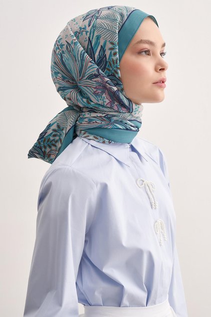 Lily Mavi Vela Floş Şal