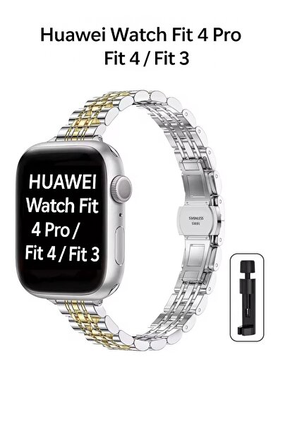 Huawei Watch Fit 5 Pro/Fit 5/Fit 4 Pro/Fit 4/Fit 3 Uyumlu Paslanmaz Çelik Slim Ince Tasarım Kordon KAyış