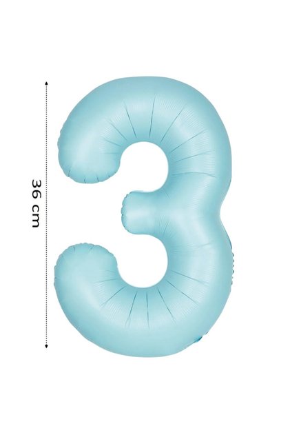 Folyo Balon 3 Rakamı Helyum Balon 36 Cm Retro Mavi Renk - 3 Yaş Balonu - 3 Yaş Balon -3 Rakam Balon