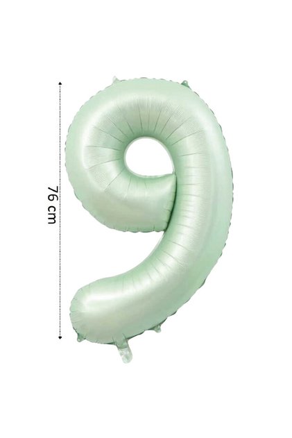 Foil Balloon 9 Number Helium Balloon 76cm Retro Green Color - 9 Year Old Balloon - Birthday Decoration - Concept