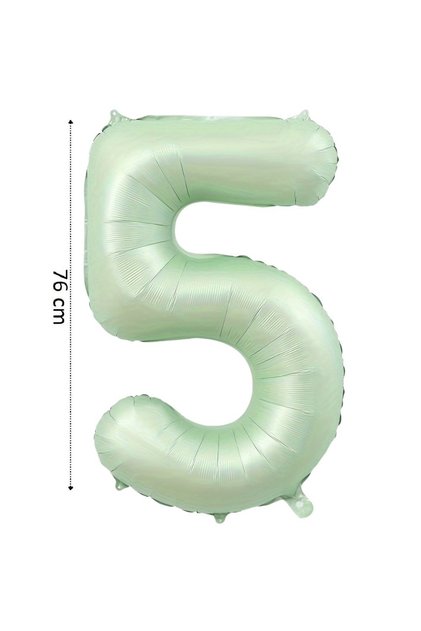 Foil Balloon 5 Number Helium Balloon 76cm Retro Green Color - 5 Year Old Balloon - Birthday Decoration - Concept
