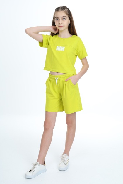 Girl's Crop Aloha Printed Shorts Set