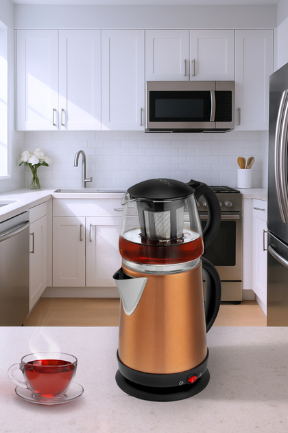 Demglass Cam Demlikli Elektrikli Çay Makinesi Rose Gold