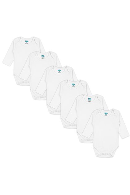 Long Sleeves Romper/Bodysuit. Set of 6 - White, 9-12 Months