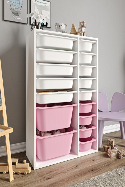 Baby Darling %100 MDF - XL Duo 16 Sepetli Oyuncak Dolabı - Fiyatı
