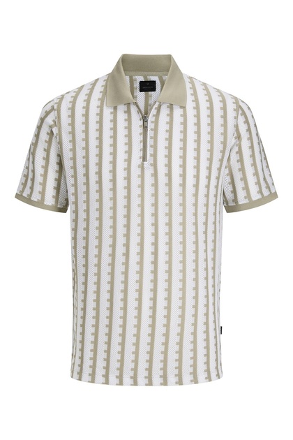 Jack Jones Men's Knitted Zipper Detailed Polo Neck T-Shirt 12276108